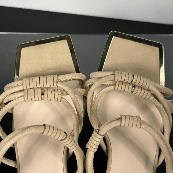 Torgeis New York Sz 7.5 3" Heeled "Suede" Tan Sandals Strappy Women's MEDINILLA - Picture 7 of 12